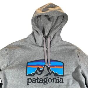 Patagonia Uprisal Hoodie Men Medium Gray P-6 Horizons Logo Pullover Sweatshirt